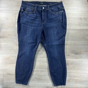 Judy Blue Women's Plus 20W (38x28) Skinny Pull On High Rise Denim Jeans Raw Hem